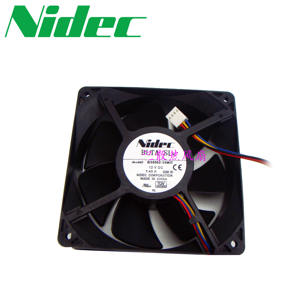 Nidec Cooling fan For Nidec B35502-35MIT DC 12V 1.40A 4-wire 4-pin 120x120x38mm