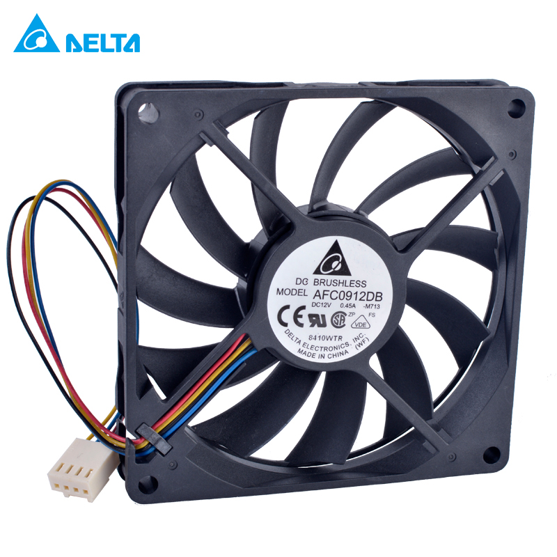 DELTA AFC0912DB 90mm fan 9015 90x90x15mm 12V 0.45A Double ball bearing 4 wire 4pin PWM computer CPU cooler thin cooling fan