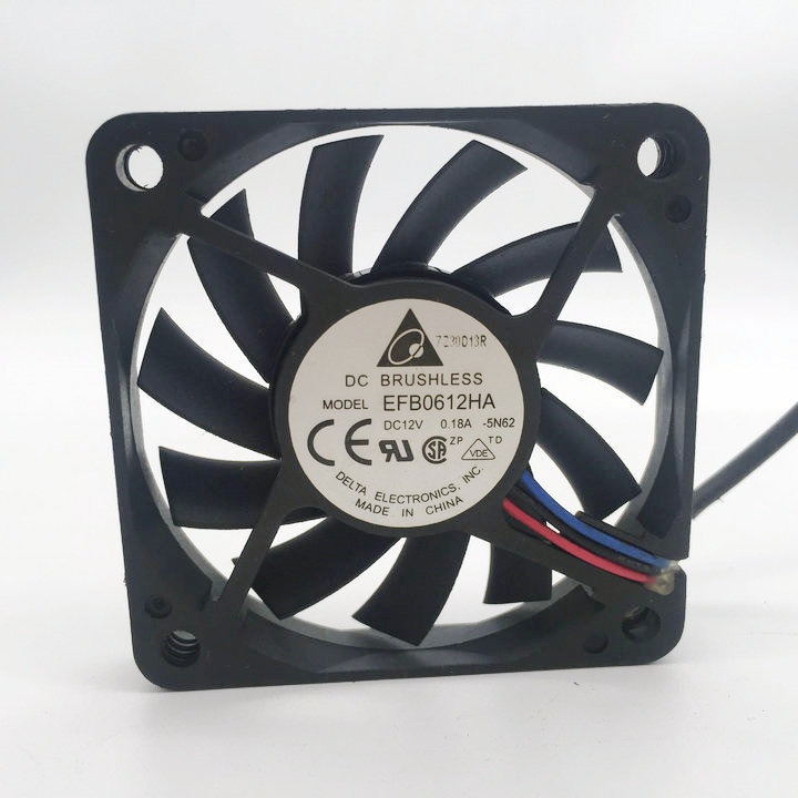 Delta EFB0612HA 6010 6CM 60x60x10mm DC 12V 0.18A 3-pin PC Case Cpu Server Inverter Axial Blowercooling Fan