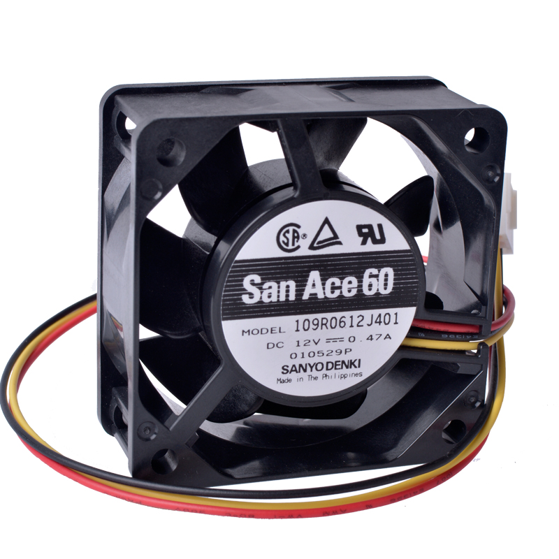 Japanese sanyo brand 109R0612J401 60mm fan 6025 60x60x25mm 12V 0.47A Double ball bearing large air volume cooling fan