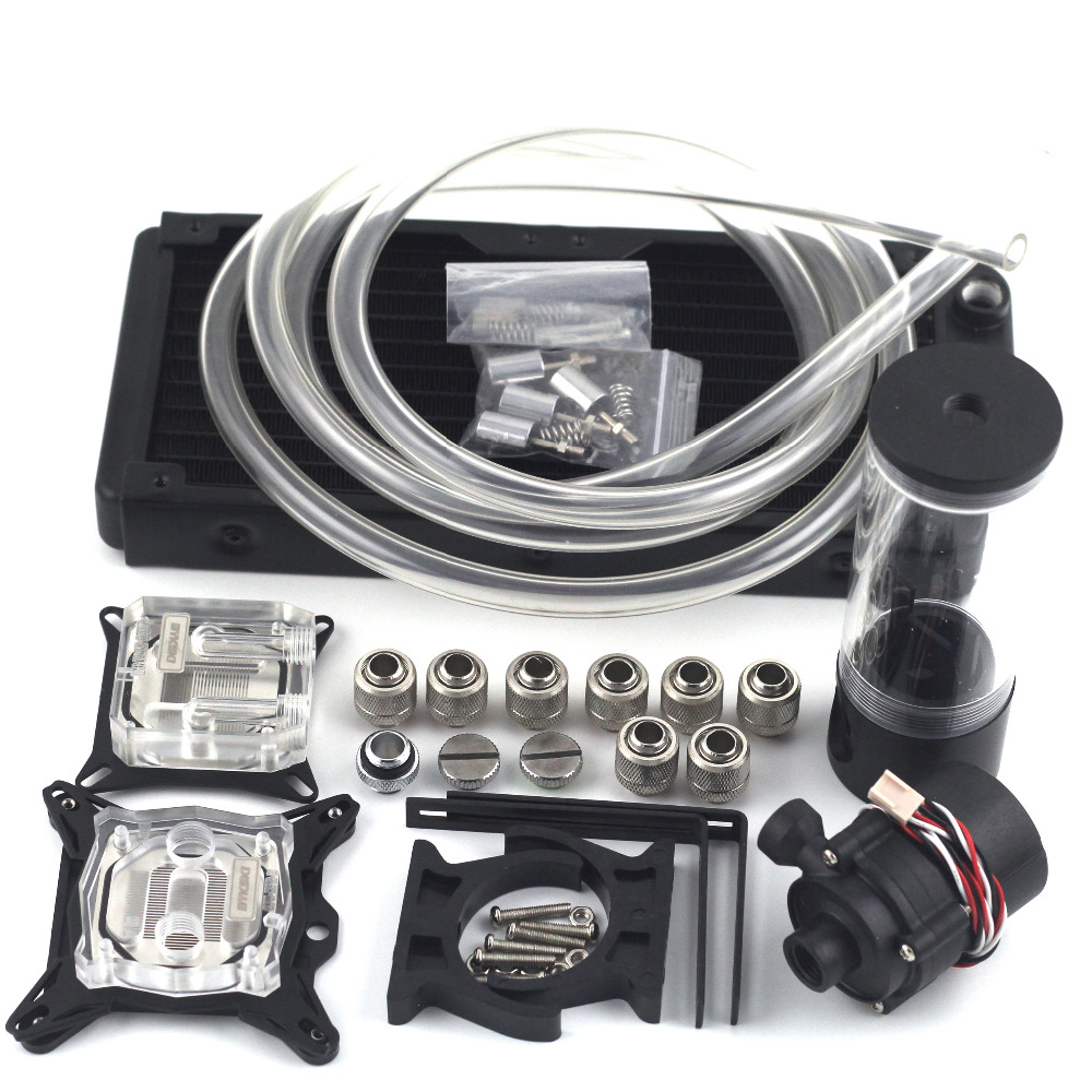 New water cooling head water colling set 240B radiator + SC600 pump + 140mm tank + 2M tube + CPU / GPU Block with total fitting