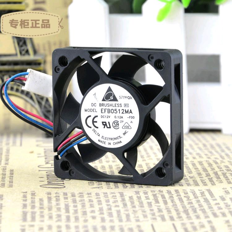 Free Shipping Delta EFB0512MA 5010 5cm 12V 0.12A three wire speed axial cooling fan