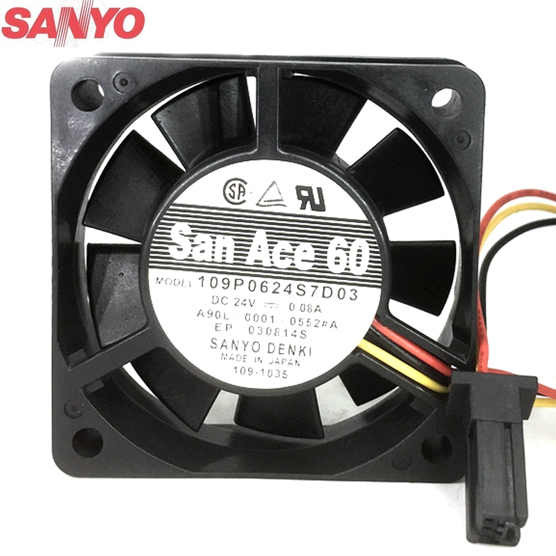 Sanyo 109P0624S7D03 A90L-0001-0552#A Fan 6015 24V 0.08A axial cooling fan