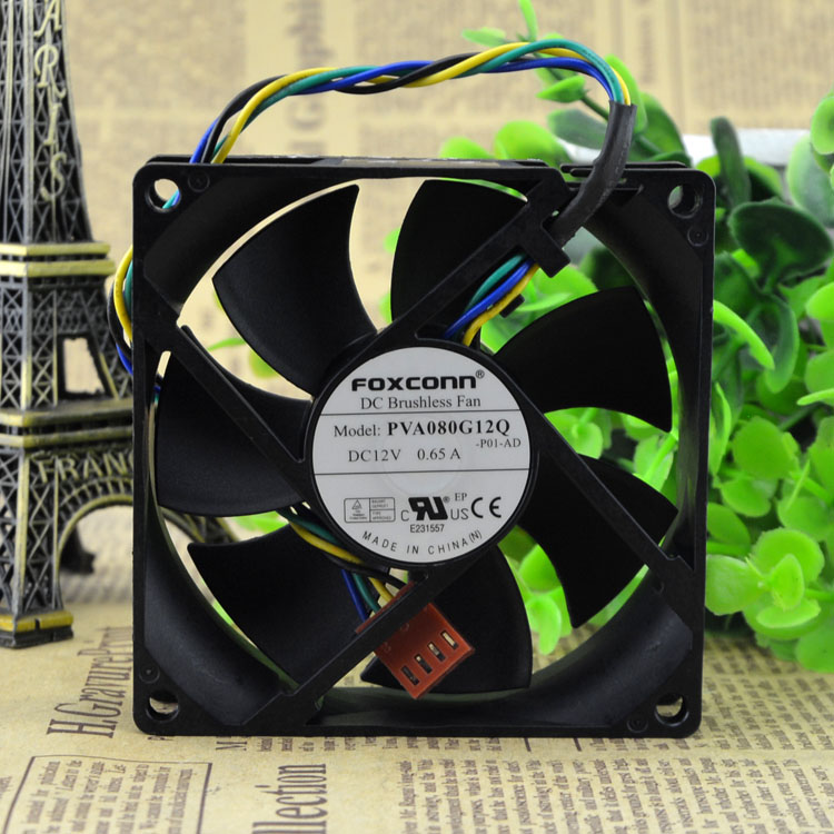 Foxconn PVA080G12Q P01-AD DC Brushless Fan 12V 0.65A  100mm 80x80x25mm Server Square Cooling Fan