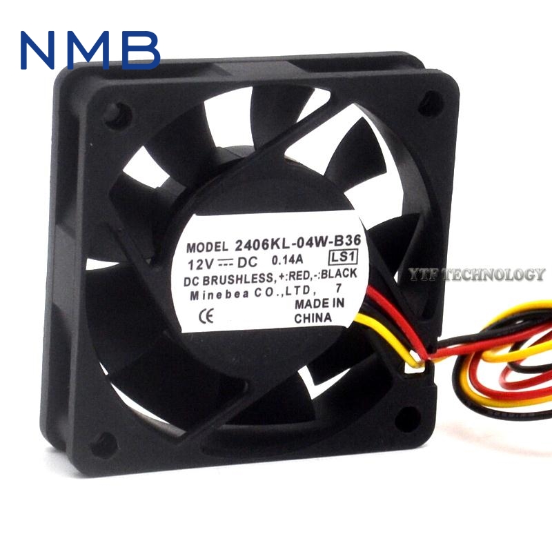 NMB 2406KL-04W-B36 dual ball bearing cooling fan 12V 0.14A 60*60*15mm