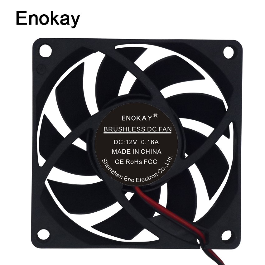 Enokay Brushless 70x70x15mm Hydraulic Bearing 2Pin  7cm 12V 24V DC Cooling Fan
