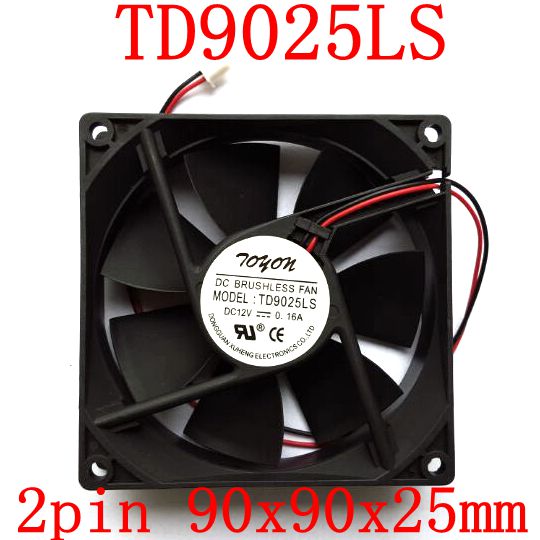 New original TD9025LS 2pcs/lot  2PIN 12V 0.16A 9CM 90*90*25MM Hydraulic quiet cooling fan