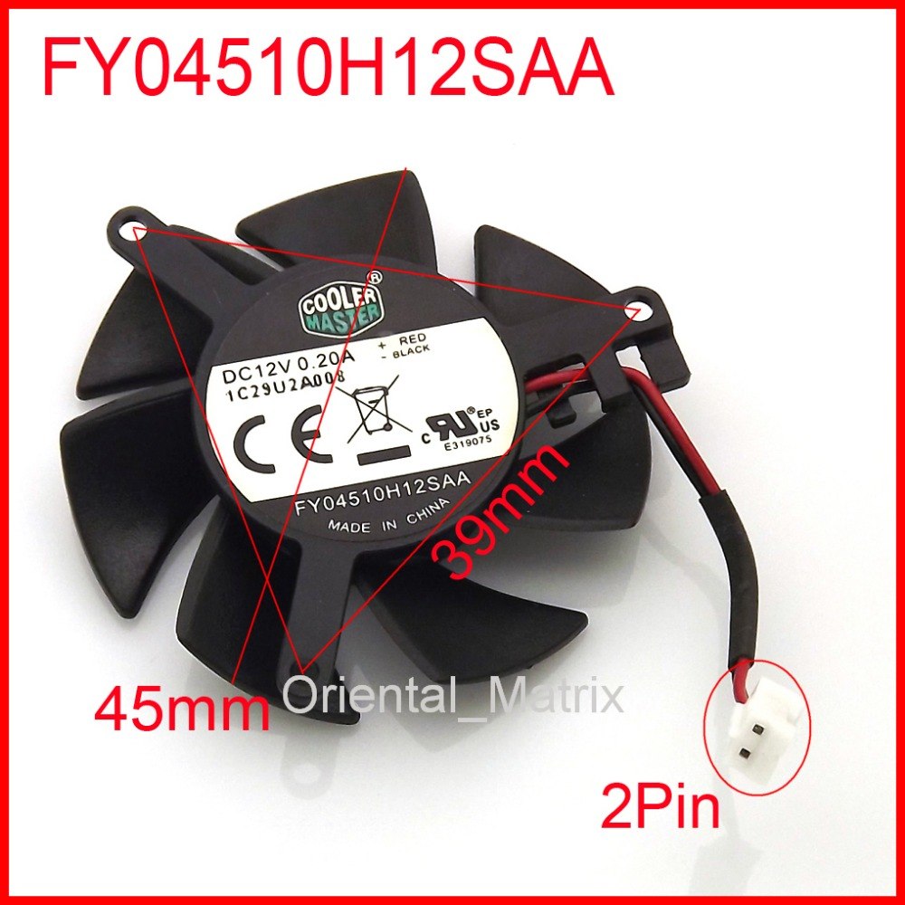 FY04510H12SAA 45mm 39*39*39mm 12V 0.2A 2Wire 2Pin For MSI R6450 6570 6670 V5 Graphics Card Cooler Cooling Fan